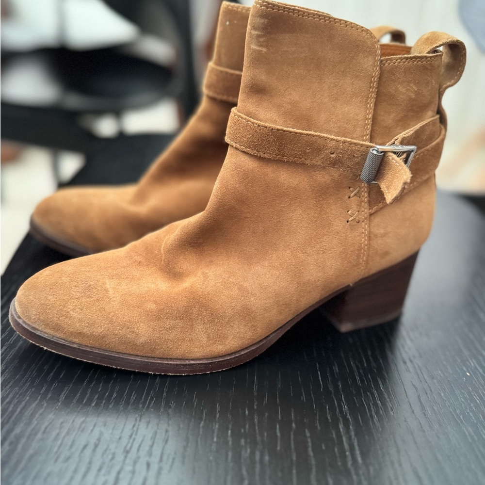 Rag & Bone Tan Suede Ankle Booties with Side Zipper
